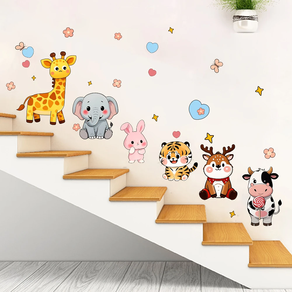 1Pc New Cute Little Animal Paradise Wall Sticker, Self-Adhesive Pvc Home Decoration Sticker, Suitable for Glass, Refrigerator, Cabinets, Living Room, Bedroom, Dining Room, Bathroom, Entryway, Doors and Windows, and Wall Decals, Easily Create a Warm and Fun Space, a Creative and Thoughtful Gift for Family, Friends, and Loved Ones