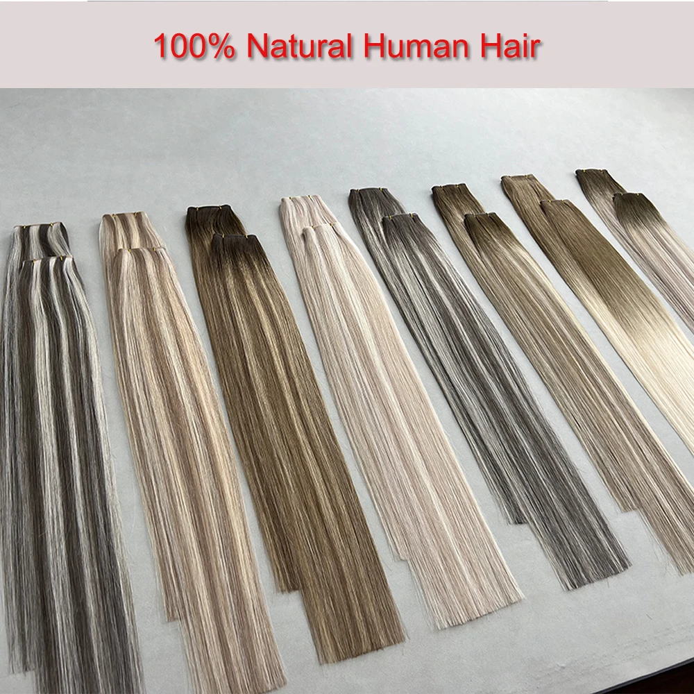 وصلات شعر بشري عبقرية لحمة 100% شعر بشري حقيقي طبيعي 18-24 بوصة حزم تسليط الضوء على البرازيلي الأصلي شعر بشري #4