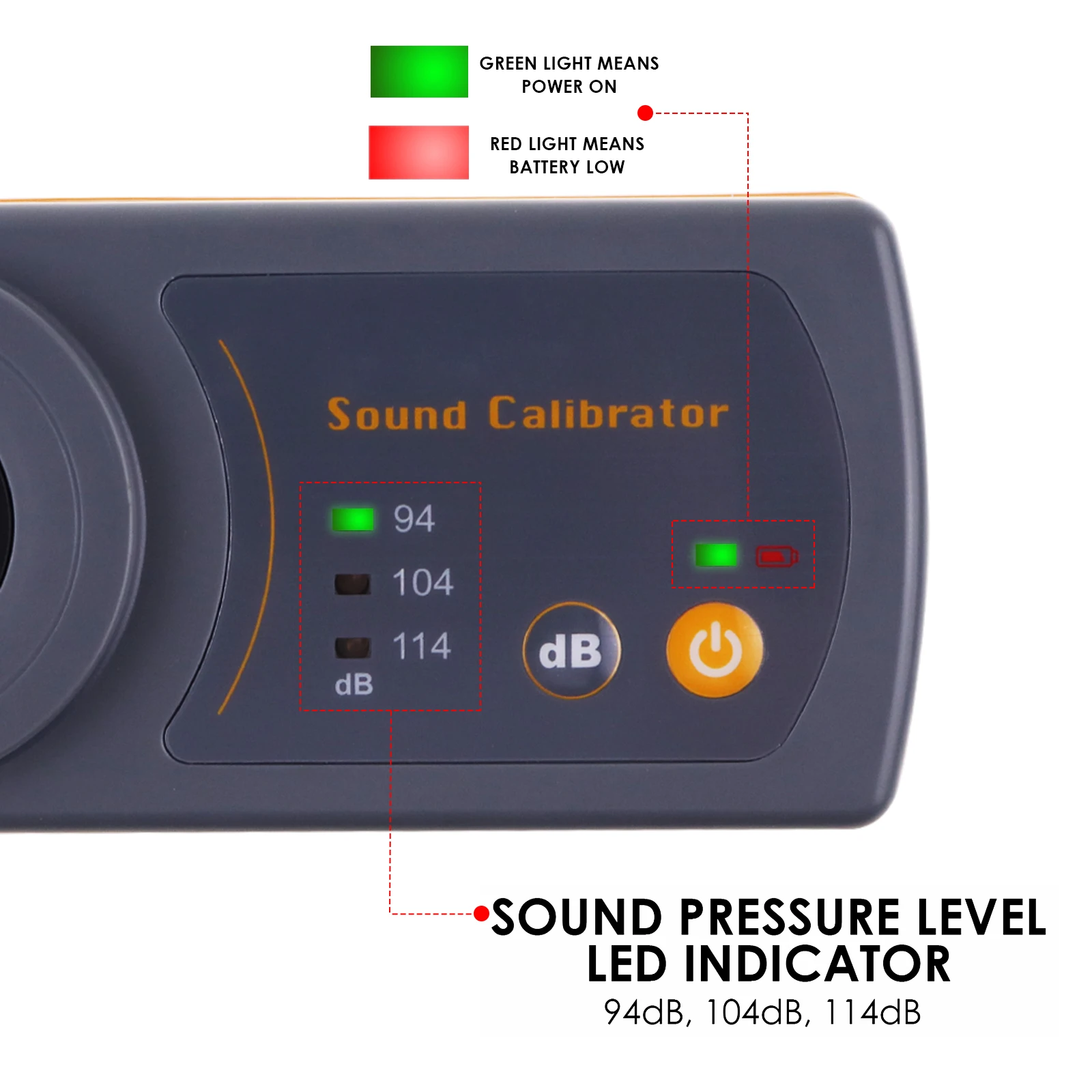 Imagem -04 - Medidor de Calibrador de Nível de Som 114db 94db 104db Nível de Calibração para 13.2 mm Medidor de Som do Tamanho do Microfone