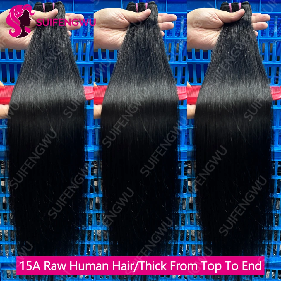 Paquetes de Cabello Liso 15A Doble Tiro 100% Cabello Humano Crudo Alta Calidad Paquetes Lisos Cabello Humano Vietnamita 5