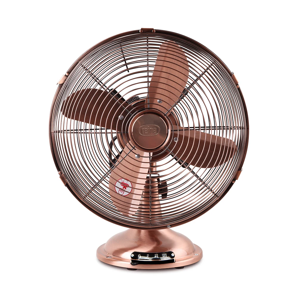 مروحة رينا المعدنية Rf-3121 مروحة داخلية عتيقة لسطح الطاولة برونزية كلاسيكية