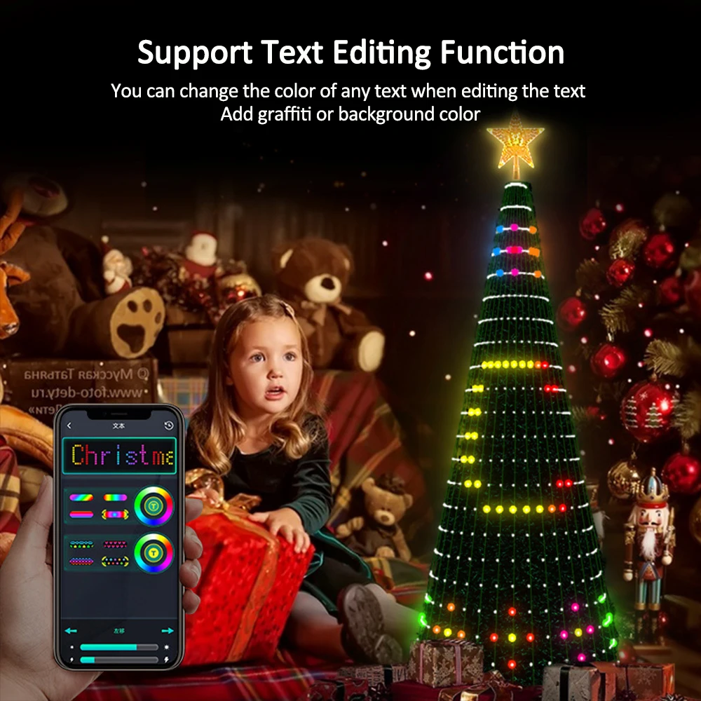 Imagem -03 - Inteligente Árvore de Natal Toppers Luzes Multicolor Fada Led Star String Cachoeira Xmas App Bluetooth Home Quintal Faça Você Mesmo Ativado