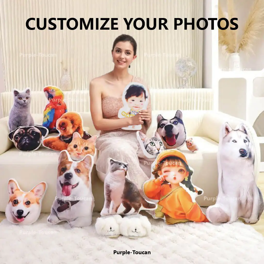Personalized Photo DIY Humanoid Cushion Custom Couple Plush Cartoon Stuffed Boyfriend Pillow Memorial Baby Picture Cushion Gift