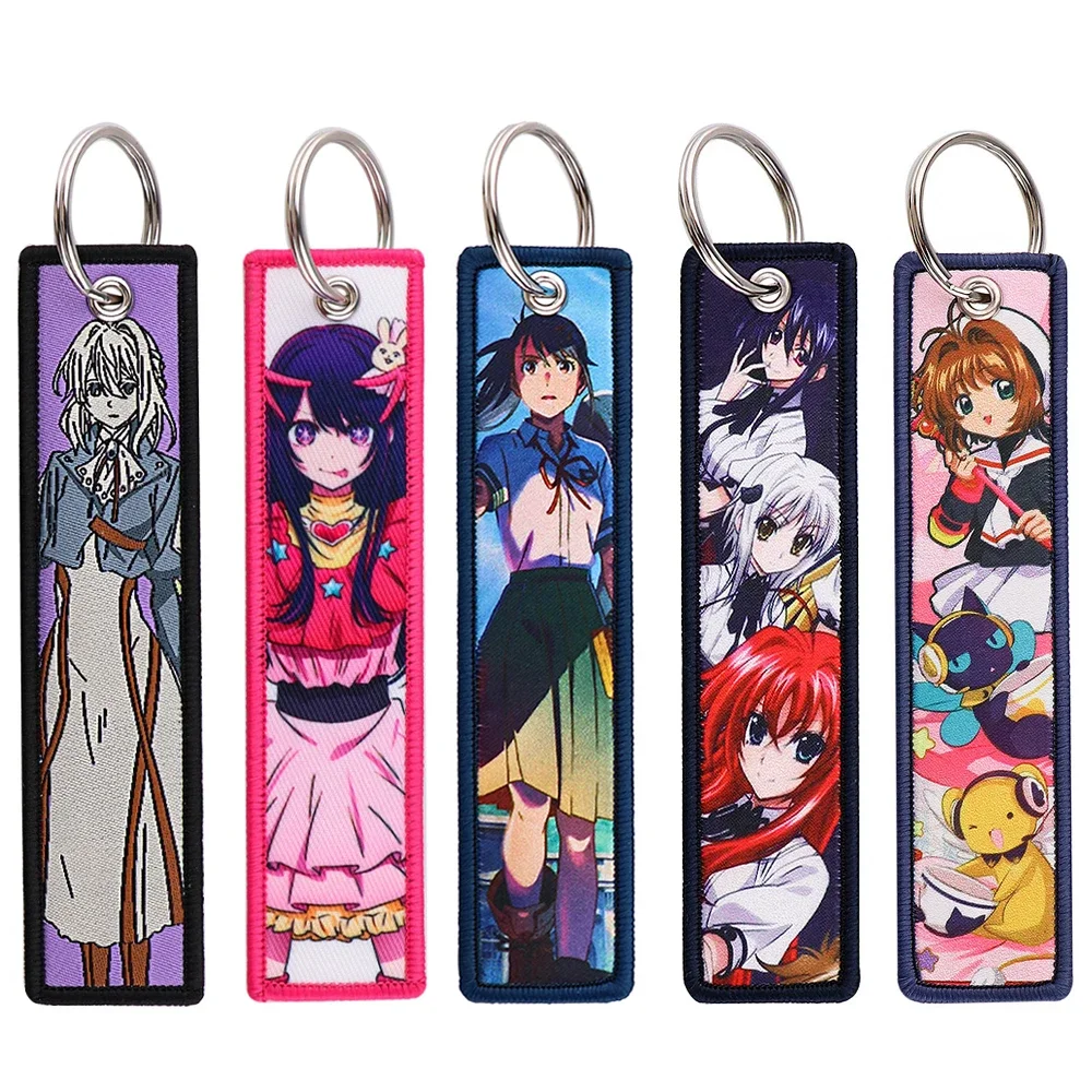 Porte-clés de voiture mignon brodé pour femmes, accessoires d'étiquette de jet, cadeaux d'étiquette de mode, Hurcycles, 1PC