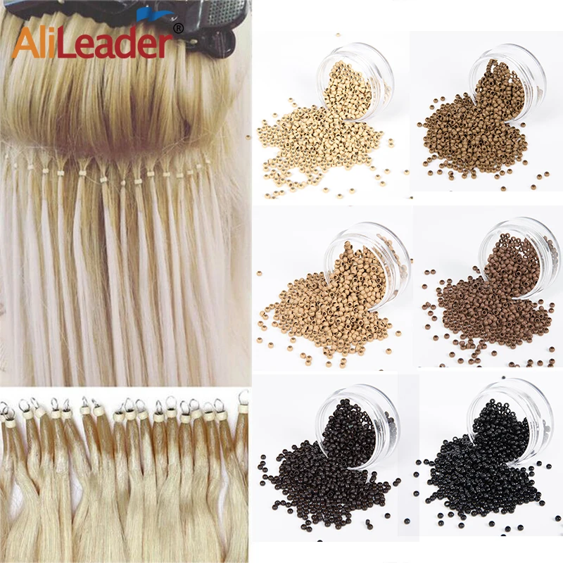 Ligações Nano Micro Anéis para Cabelo Humano, Contas para Cabelo, Extensões de Penas, Cobre Extensão Do Cabelo, 2.5*1.5*2mm, 1000PCs