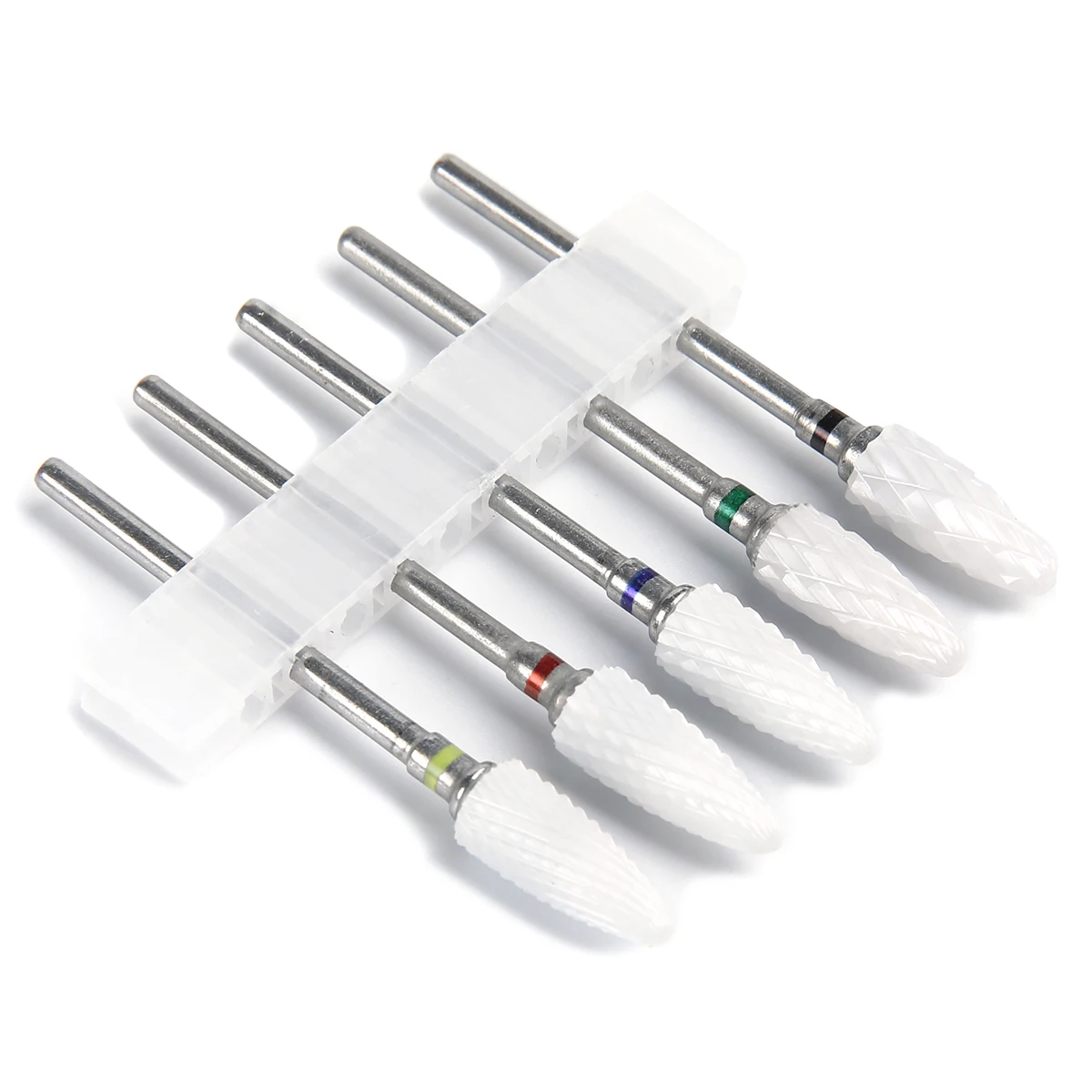 5個入りセラミックネイルドリルビットセット、プロ仕様のコーン型セラミックビット、シェーピング、研磨、アクリルジェルネイルの除去に