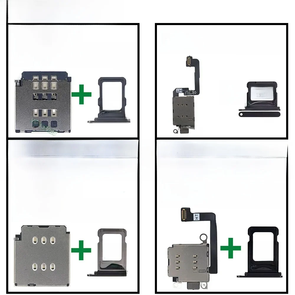 1 jeu de connecteurs de lecteur de carte Sim double, adaptateur de support de fente de plateau de câble flexible pour iPhone 11 12 13 16 Pro Max 14 15 Plus, plateau de carte Sim