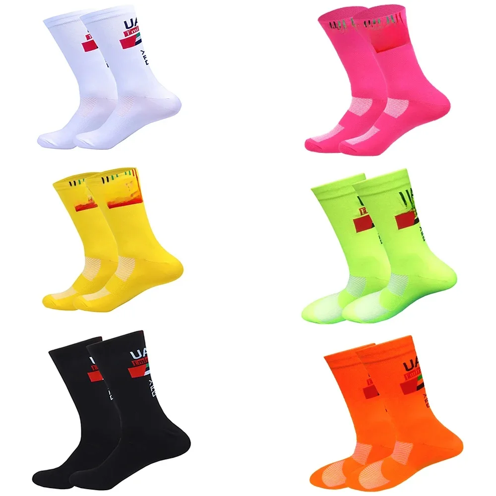 AliExpress NONE 2 pairs 2025 New UAE Cycling Socks Bike Nurse Compression Road Bike Running Mtb Knee-high White Sports Running Football Socks