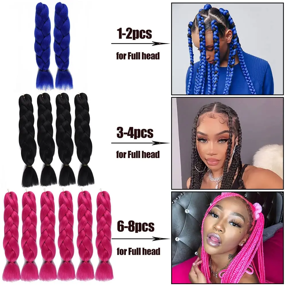 Dreadlocks Sintéticos Kanekalon para Mulheres, Trança Ombre, Trança Jumbo, Extensão para Mulheres, Cabelo DIY, Mais Cores, 24"