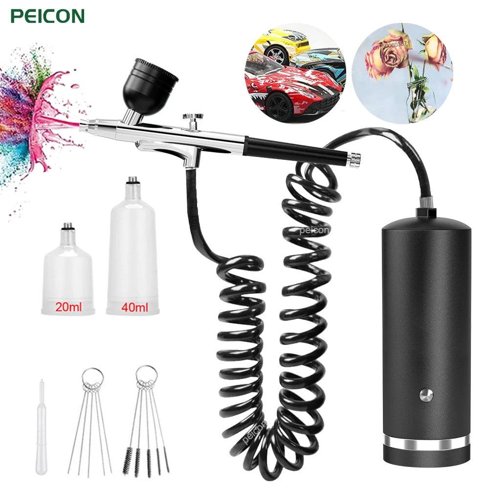 Airbrush with Compressor Portable Sprayer Gun for Painting Crafts Nail Art Airbrush Compressor Rechargeable Handheld Spray Gun