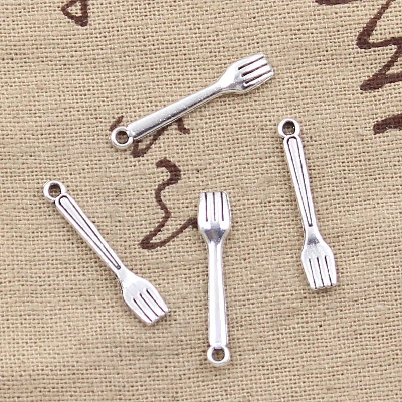 50 sztuk Charms kuchnia widelec 25x5mm antyczny brąz kolor srebrny wisiorki DIYCrafts dokonywanie ustalenia Handmade tybetański biżuteria — zdjęcie 2