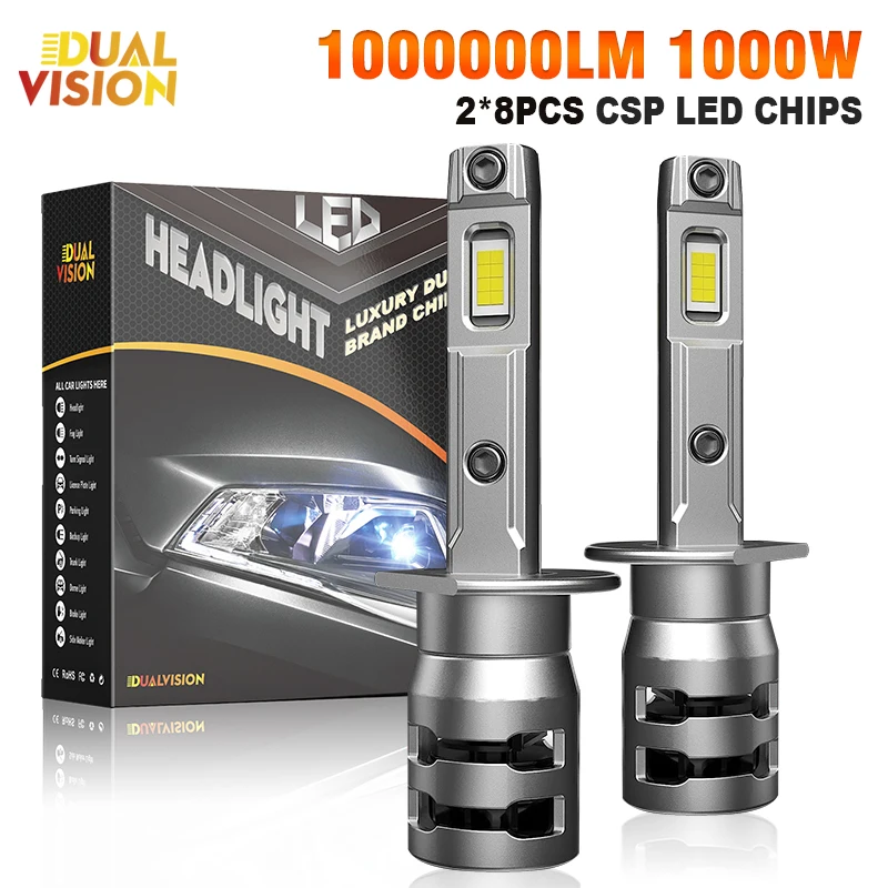 Mini H1 Turbo LED Lights 12V Car Head Lamp CSP Wireless H1 LED Automotive Car Headlight Bulbs H1 1000W 100000LM 6000K White