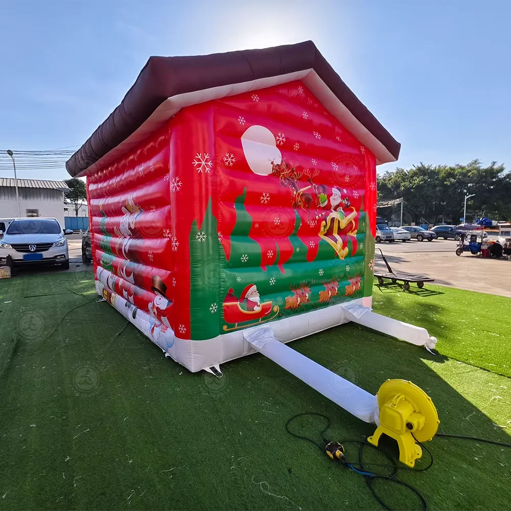 บ้านซานต้าเป่าลมขนาด 10 ฟุต/3 เมตร สำหรับตกแต่งวันหยุด/บ้านพักเป่าลมสำหรับคริสต์มาส/เต็นท์เป่าลมสำหรับคริสต์มาสสำหรับตกแต่งวันหยุด