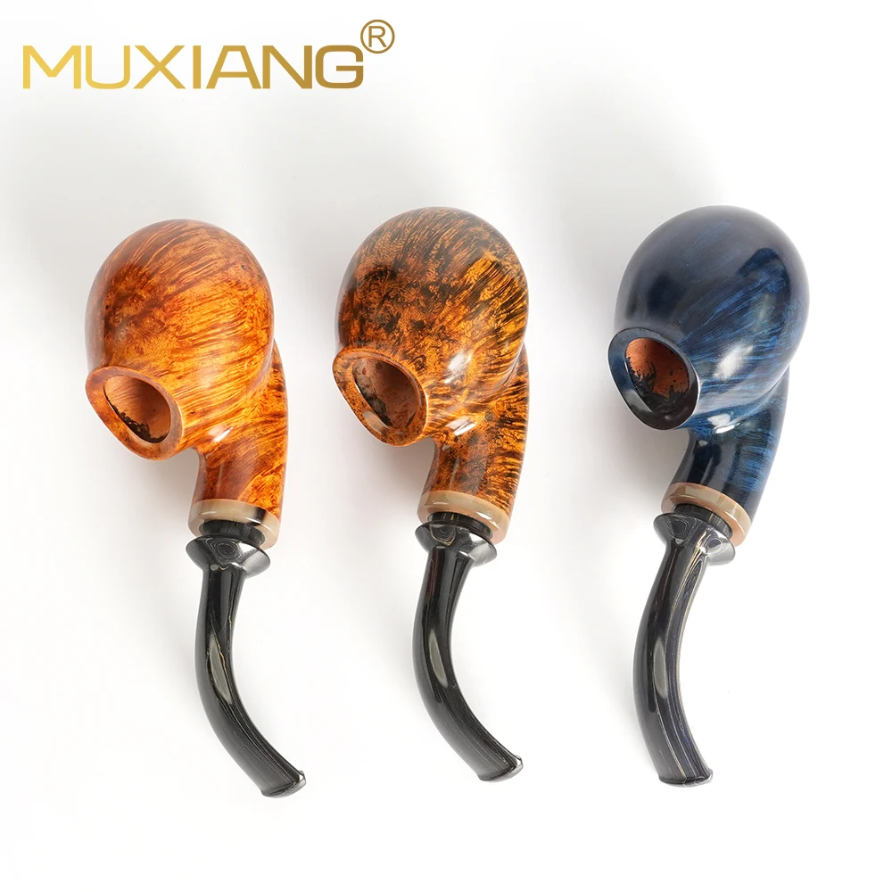 MUXANG handmade briar tobacco pipe, pipe bowl inner diameter 19mm vulcanized rubber tobacco pipe