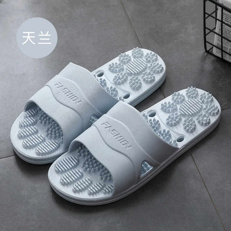 WaterLeaky Bathroom Slippers Massage sole Quick-drying Shower Hollow Out Indoor Soft PVC Shoes Anti-Slip Flip Flops Men Women