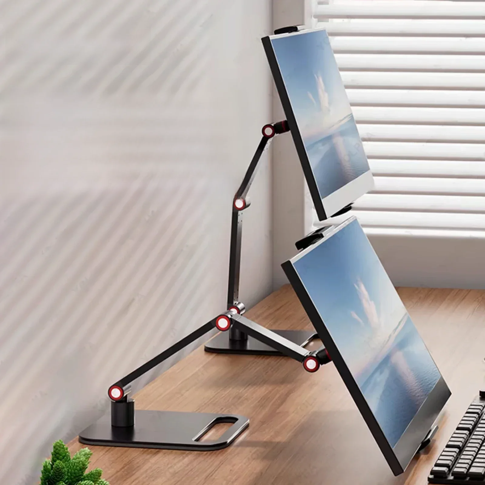 Stojak na tablet do iPada z regulacją wysokości, uchwyt na Kindle obracany o 360 stopni ° Obrotowy stojak na monitor do biurka, tabletów, smartfonów z kwadratową podstawą — zdjęcie 2