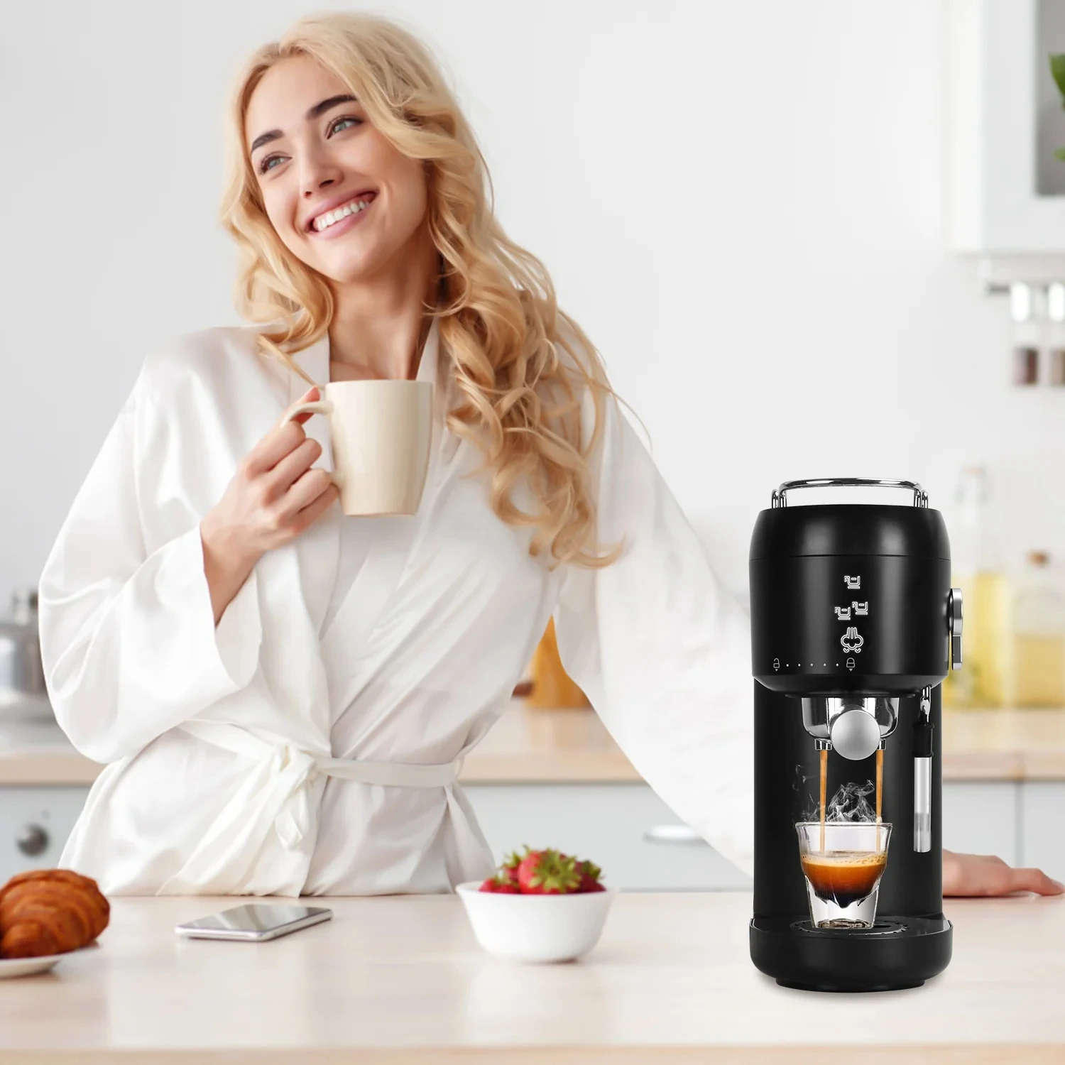 ماكينة قهوة اسبريسو ماكينة اسبريسو منزلية ماكينة اسبريسو مدمجة تسخين سريع لآلة الكابتشينو/لاتيه للمنزل