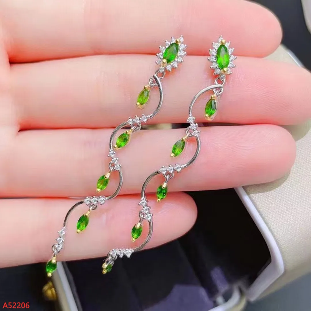 

Fine Jewelry 100% 925 Sterling Silver Natural Diopside Gemstones Women's Earrings Party Birthday Gift Marry Girl Got Engaged New