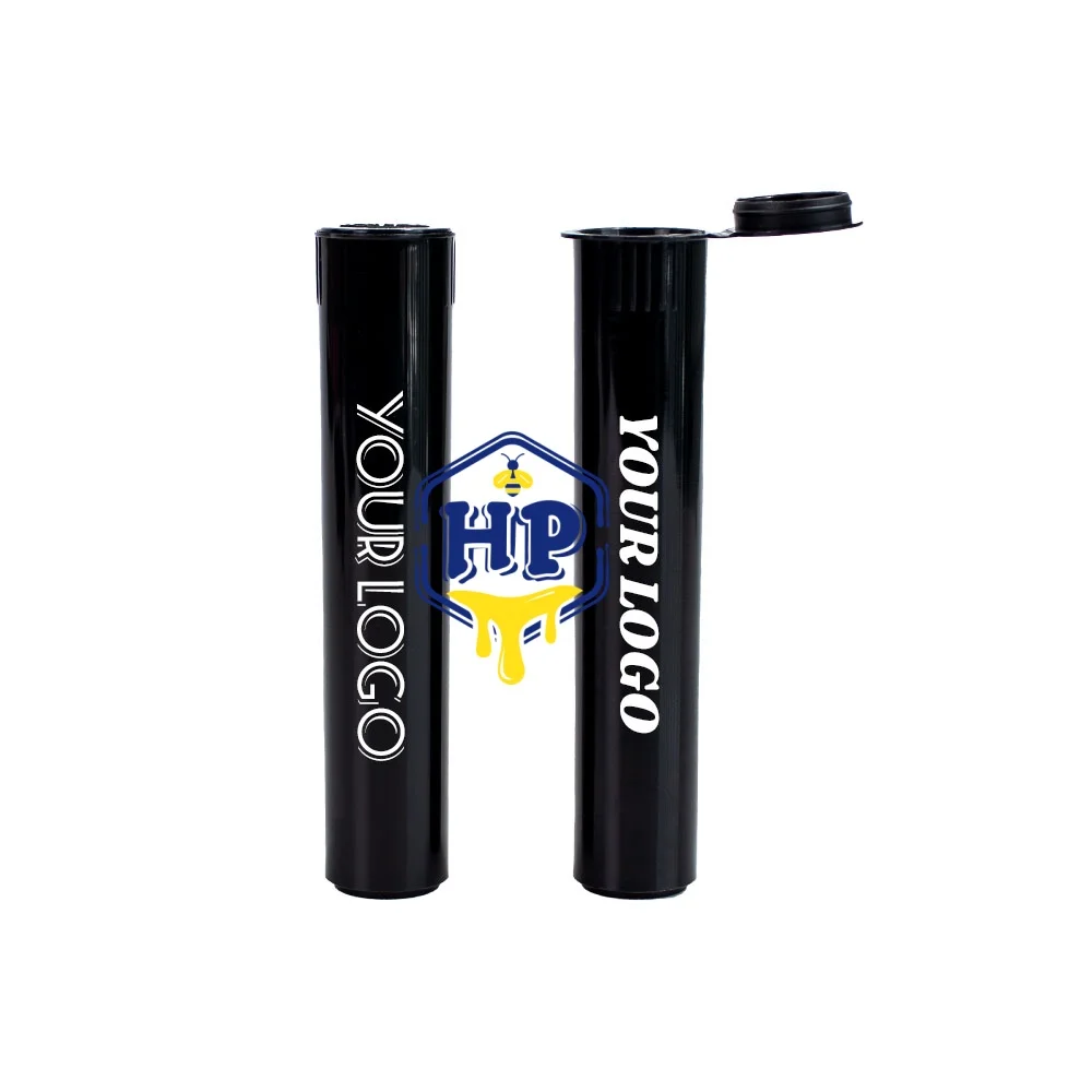 7cm Custom Logo Plastic Pop Top Carts Rolls Storage Tube Black Color UV Prints Craft / PVC Brand Sticker Crafting
