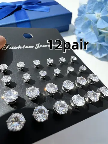 Conjunto de brincos em massa de 12 pares: tachas versáteis para uso diário, coleção extensiva para misturar e combinar