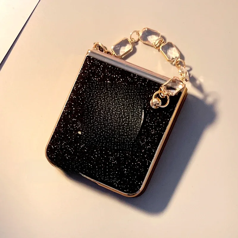 Modna bransoletka Diamentowa litera D Brokatowe etui na telefon do Samsung Galaxy Z Flip 6 5 4 3 Chain Cover — zdjęcie produktu 7