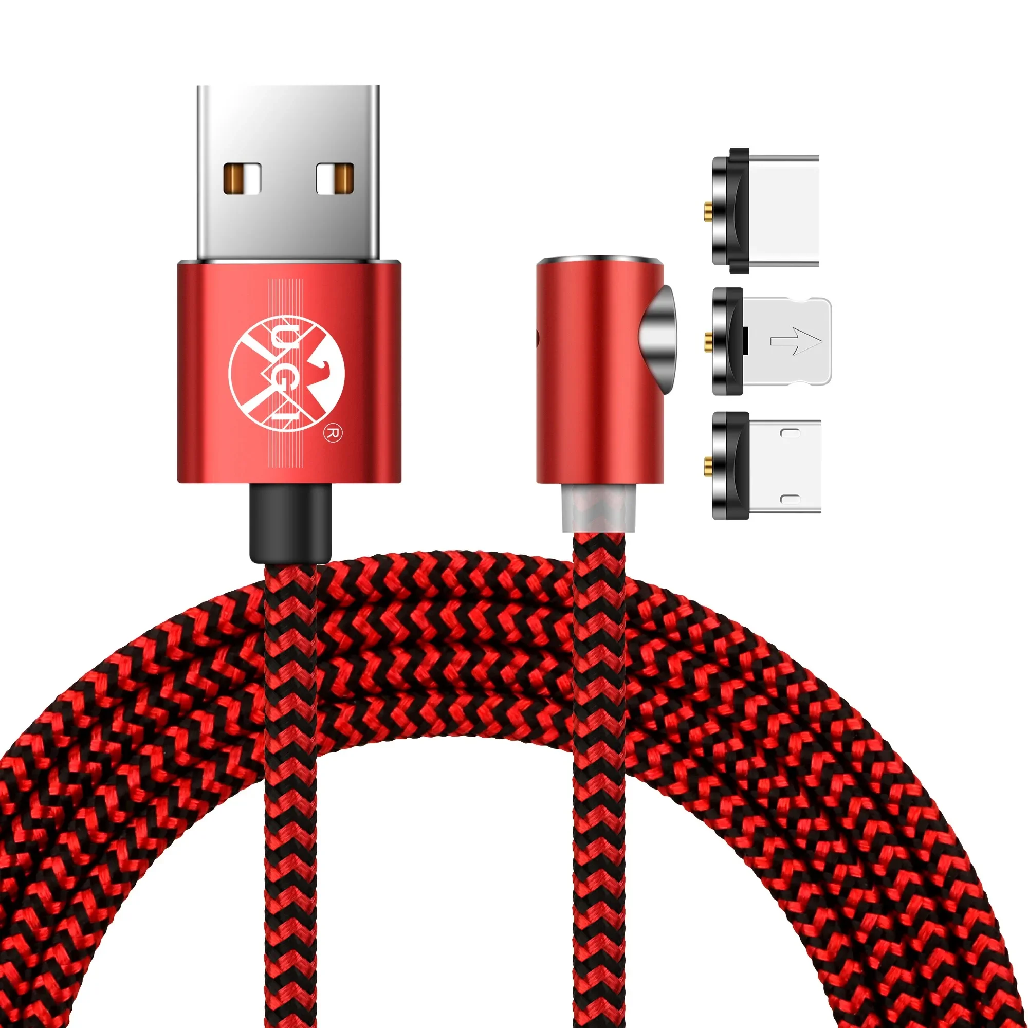 Câble magnétique LED pour éclairage, câble de chargement, chargeur en forme de L, Micro USB Type C 2.4A pour tablette Xiaomi Samsung 1M 2M 3M