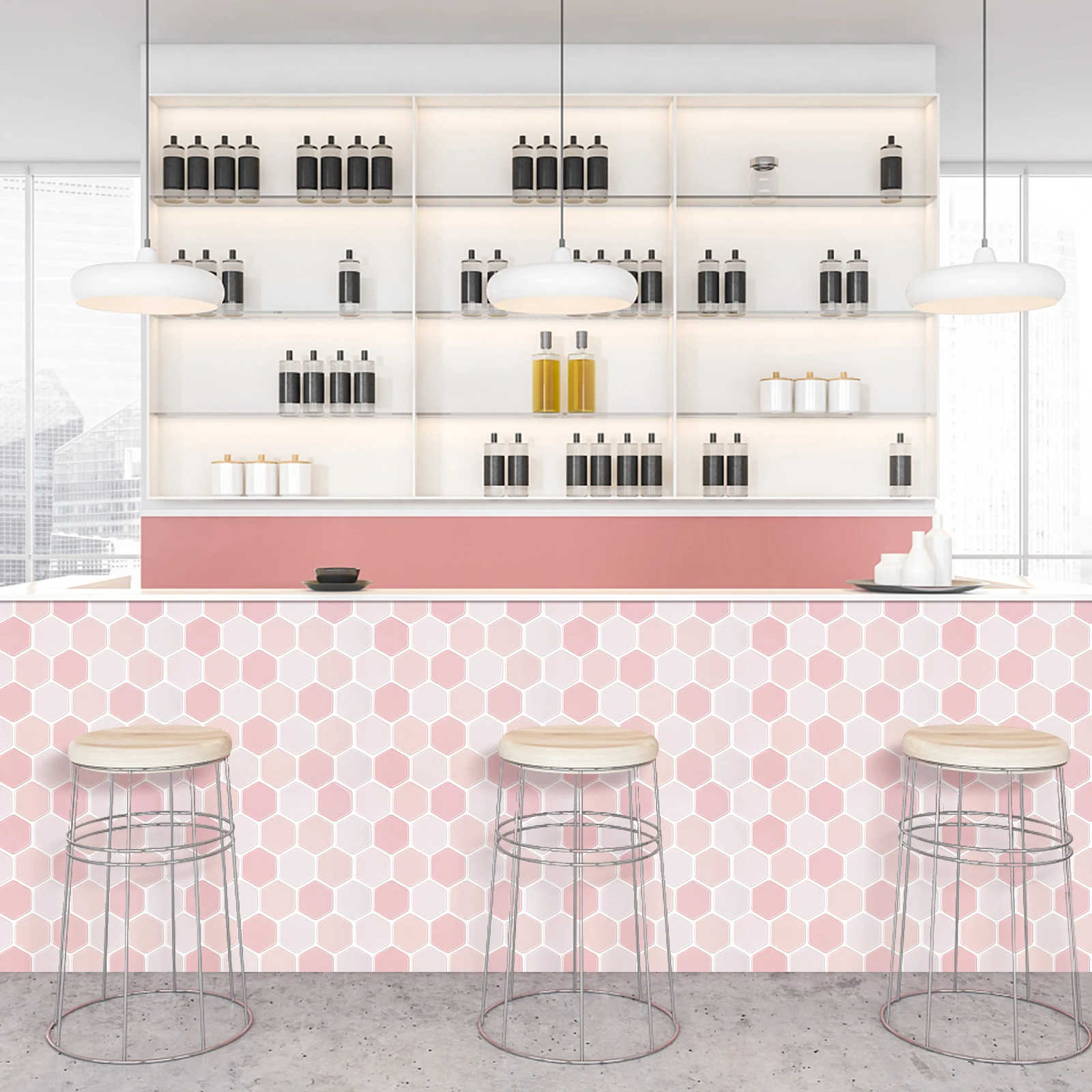 10 sheets 3D Hexagon Tiles Peel and Stick Wall Stickers Waterproof Vinyl Wallpaper Backsplash for Home Decoration&Renovation
