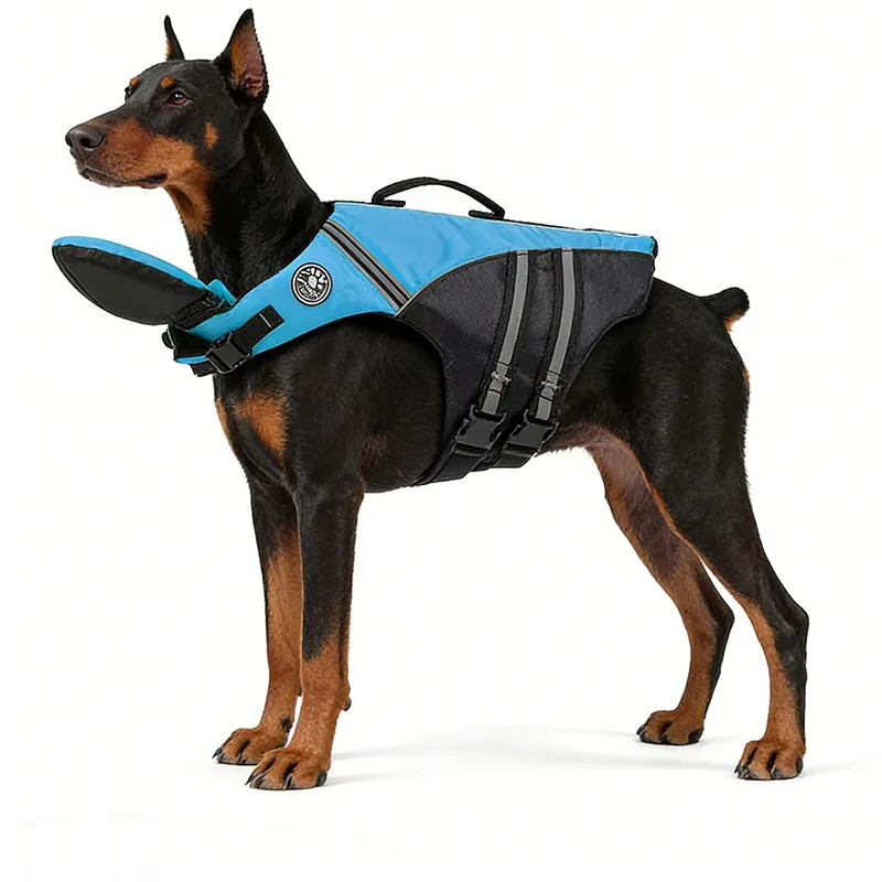 Dog Life Jacket High Buoyancy Pet Safety Vest Reflective Swimming Preserver with Rescue Handle for Small Medium Large Dogs