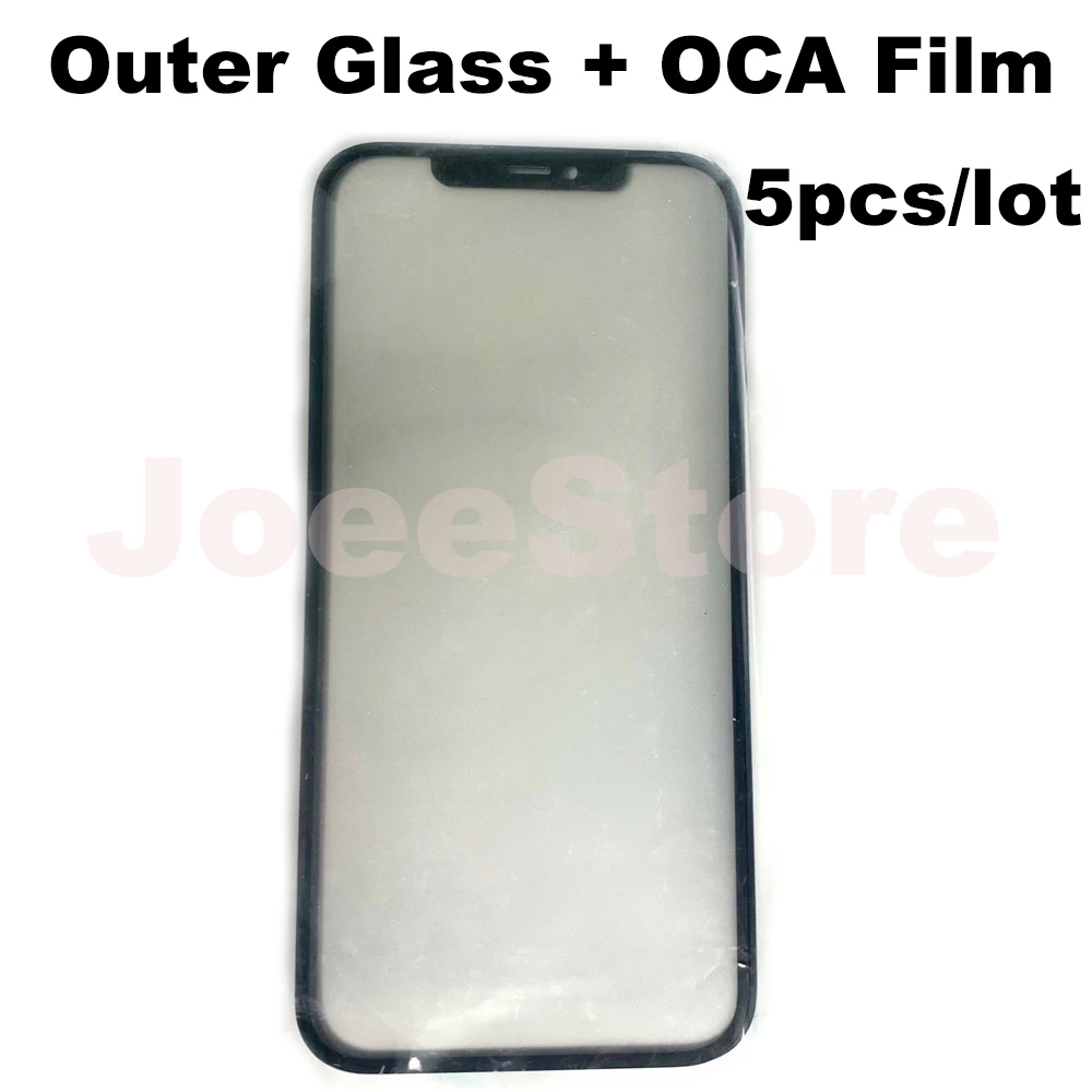 5pcs Outer Glass With OCA Film Adhesive For iphone 11 12 13 14 15 Pro Max Mini LCD Touch Screen Front Outer Lens Display Repair