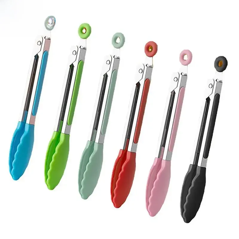 Silicone Non-Stick BBQ Grilling Tong, Cozinha Cozinhar, Salad Bread Serving Tong, Churrasco Clip