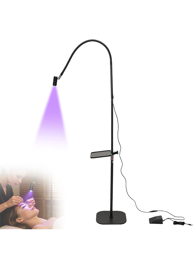 Lampa UV 6W do utwardzania kleju do rzęs, lampa UV do paznokci z pedałem nożnym do zabiegów kosmetycznych, przedłużania rzęs, lampy podłogowe kosmetyczne. — 2