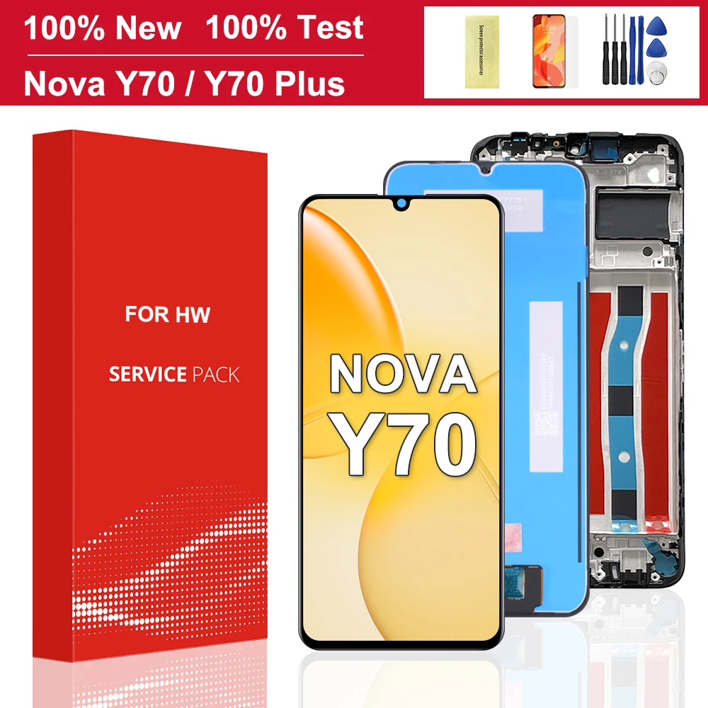 6.75\'\' For Huawei Nova Y70 LCD MGA-LX9 Display Screen Touch Digitizer Assembly For Nova Y70 Plus MGA-LX9N LCD With Frame