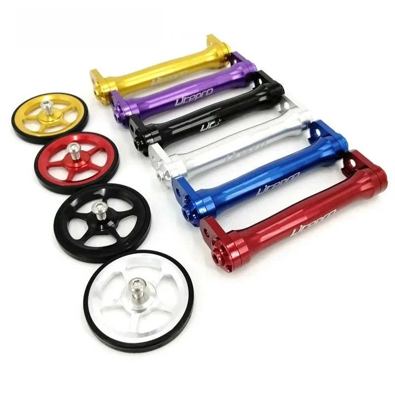AliExpress Litepro Easy Wheel For Brompton Rear Rack Easywheel Extension Bar Telescopic Rod Folding Bike Accessories