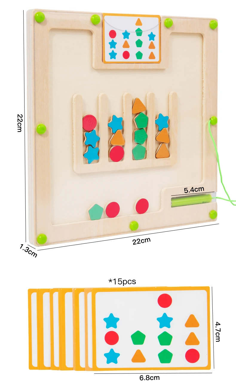 Giocattoli Montessori per i più piccoli Colori in legno Forme Puzzle Labirinto magnetico Giocattoli per motori fini Giocattolo di coordinazione