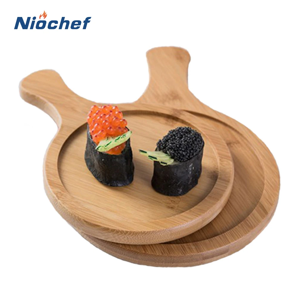 

New Eco Friendly Wooden Chopping Board Pizza Peel Round Pizza Pad Cake Dim Sum Pizza Plate Baking Tools Pizza Shovel With Handle