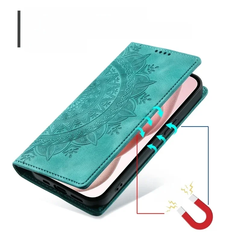 Étui en cuir Mandala pour Xiaomi Redmi Note 14 5G, housse magnétique pour Redmi Note 14 Pro 14Pro Plus 5G Note14 4G
