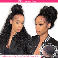 250 Density HD 360 Full Lace Wig Human Hair Precut InvisIble Drawstring 360 Lace Front Wig Glueless Wig 38 Inches Human Hair Wig