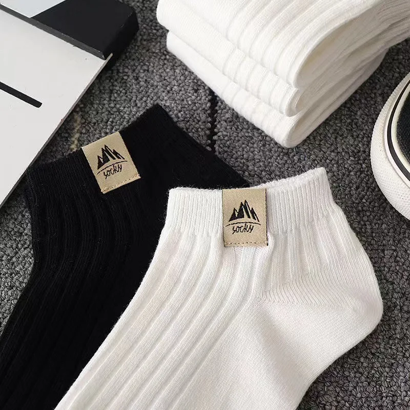 15 Pasang Kaus Kaki Hitam Putih dengan Pola Gunung Salju, Cocok untuk Pria dan Wanita, Cocok untuk Olahraga