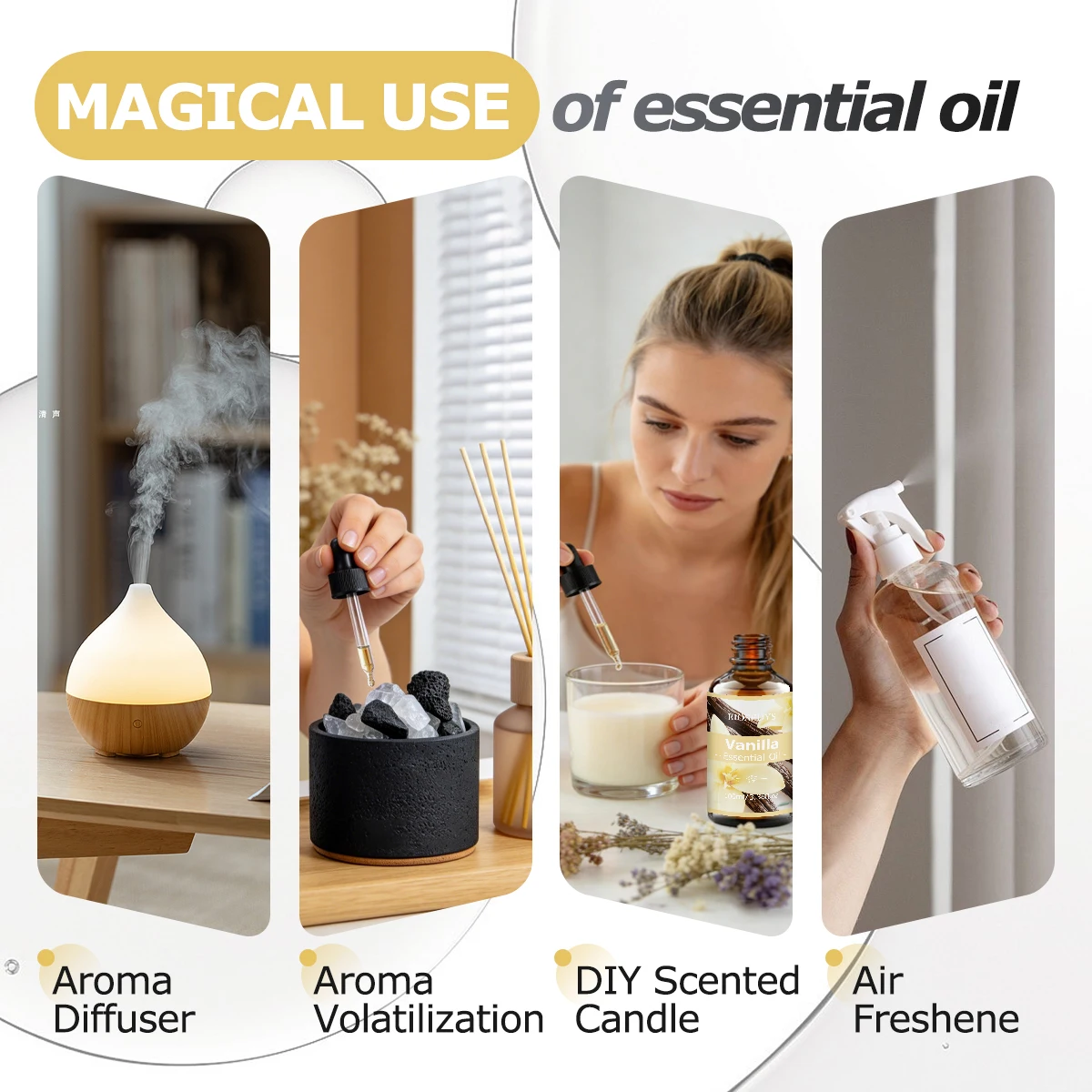 Vanille-Ätherisches Öl, warmes, süßes Duftöl für Diffusoren, DIY-Duftbasteleien und Aromatherapie, sanftes und cremiges Aroma – Detail 6