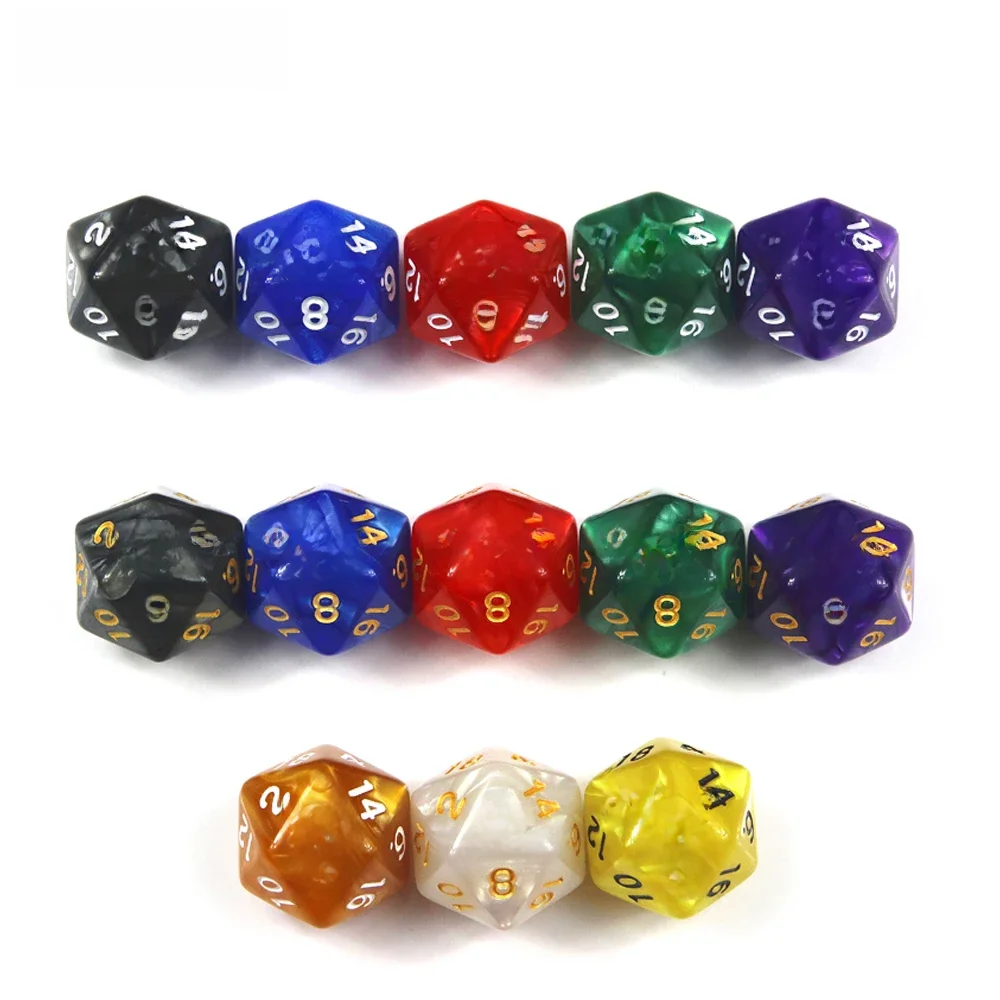 10 pièces/ensemble dés de jeu polyédriques effet marbre 20 faces, pour jeu DNDGame Rpg et autres jeux de société