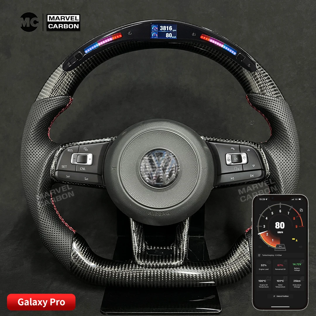 LED Performance Steering Wheel Display Compatible for Volks-wagen  mk 7+ 100% Real Carbon Fiber