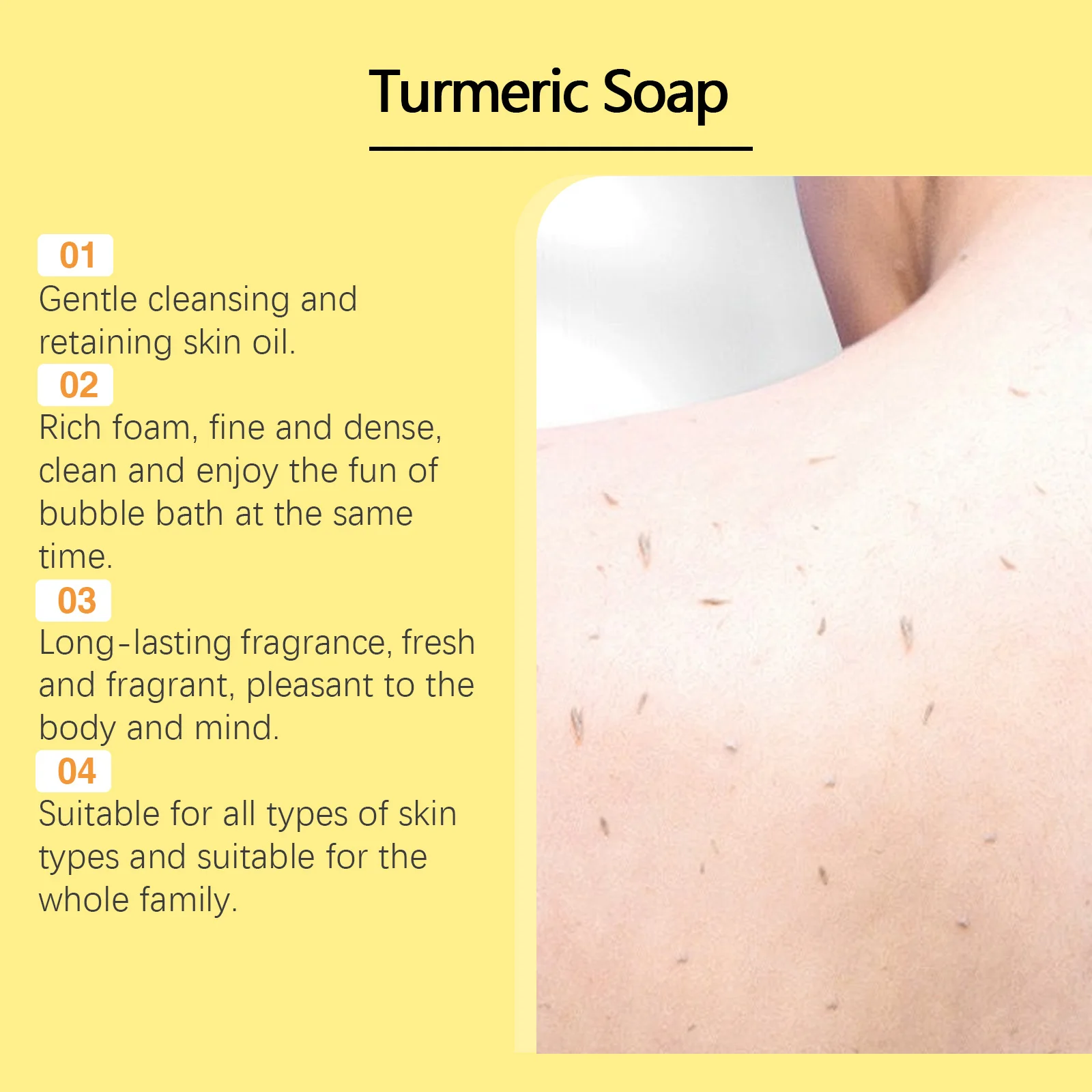 Turmeric Soap Deep Cleaning Body Acne Remove Pimples Dark Spots Whitening Moisturising Smoothing Skin Gentle Cleansing Products