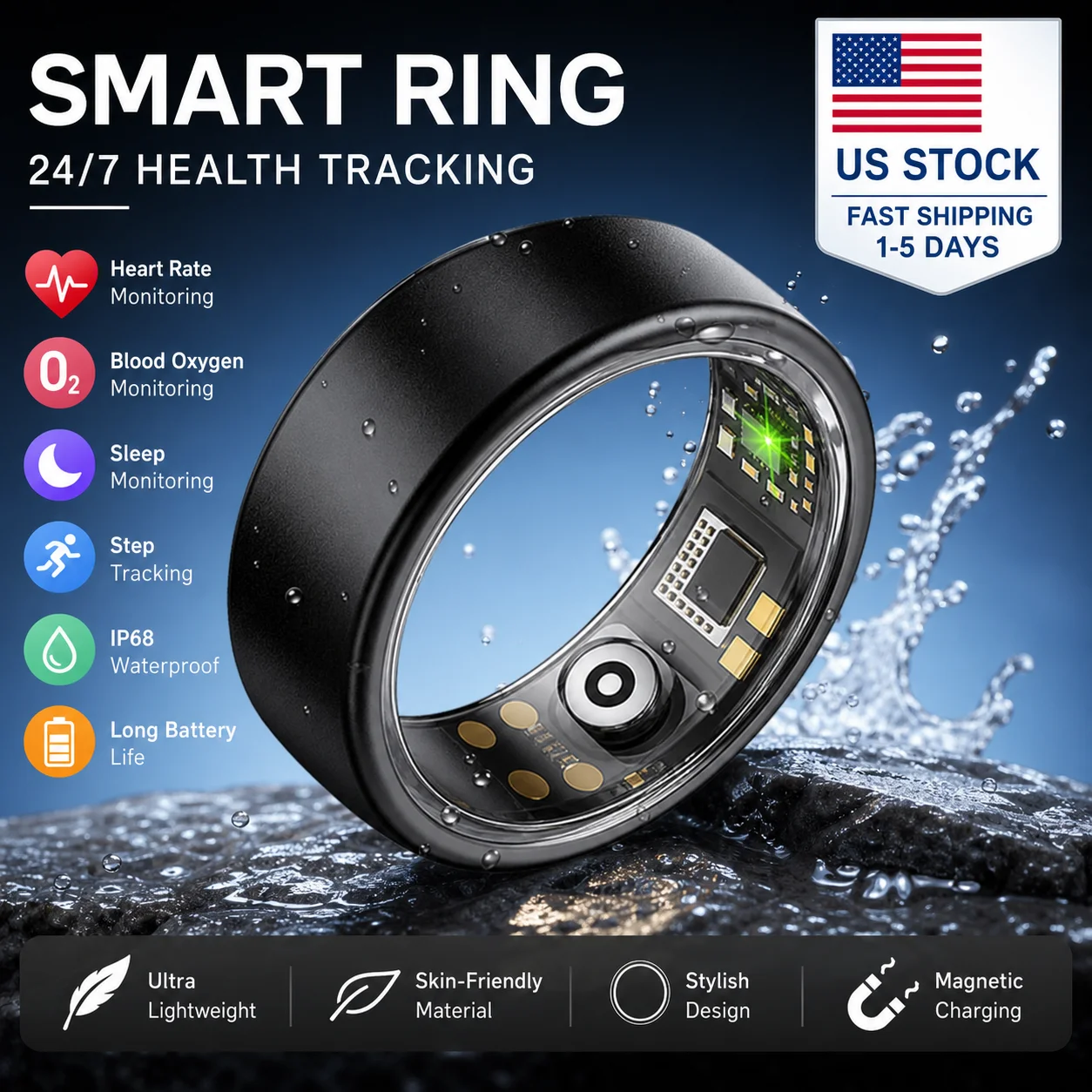 Health Wellness Activities - Anillo Inteligente para Hombres y Mujeres,