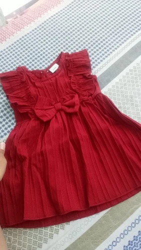 Baby girl Summer Blue dress with Ruffled Edges and Bow, Sweet and Cute Style Dress suitable for 0-3 Year old Cute Baby girls photo review
