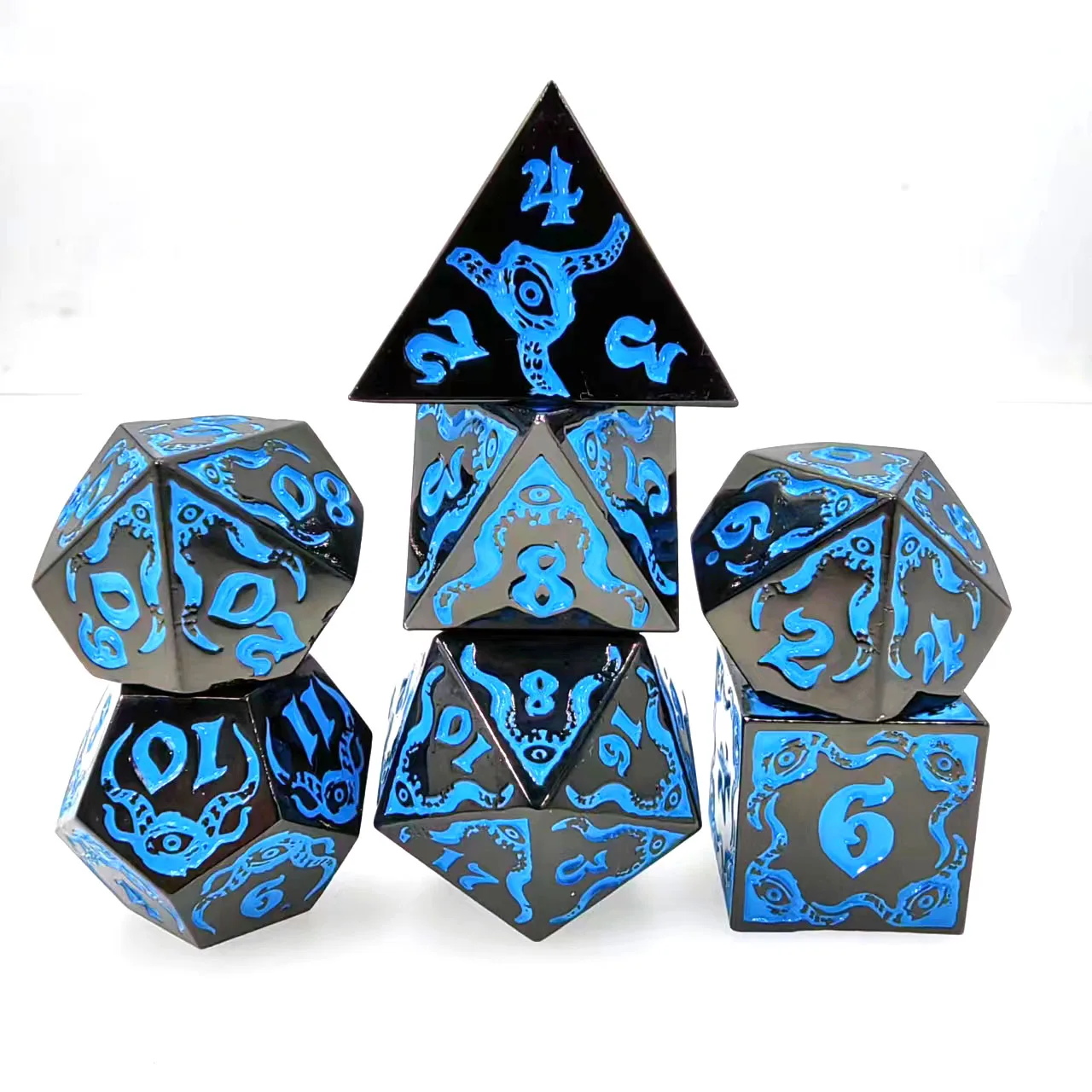 7pcs Devil Eye Series DND Metal Dice Set Multi-sided Polyhedral Solid Dice for D&D Game Role Playing Board Table RPG D4 D6~D20