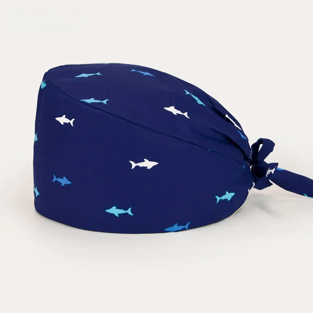 Casquette chirurgicale pour hommes, impression de requin, clinique d'hôpital pour animaux de compagnie, vétérinaire, dentiste médical, gommages, chapeau de chirurgien de laboratoire, casquette de