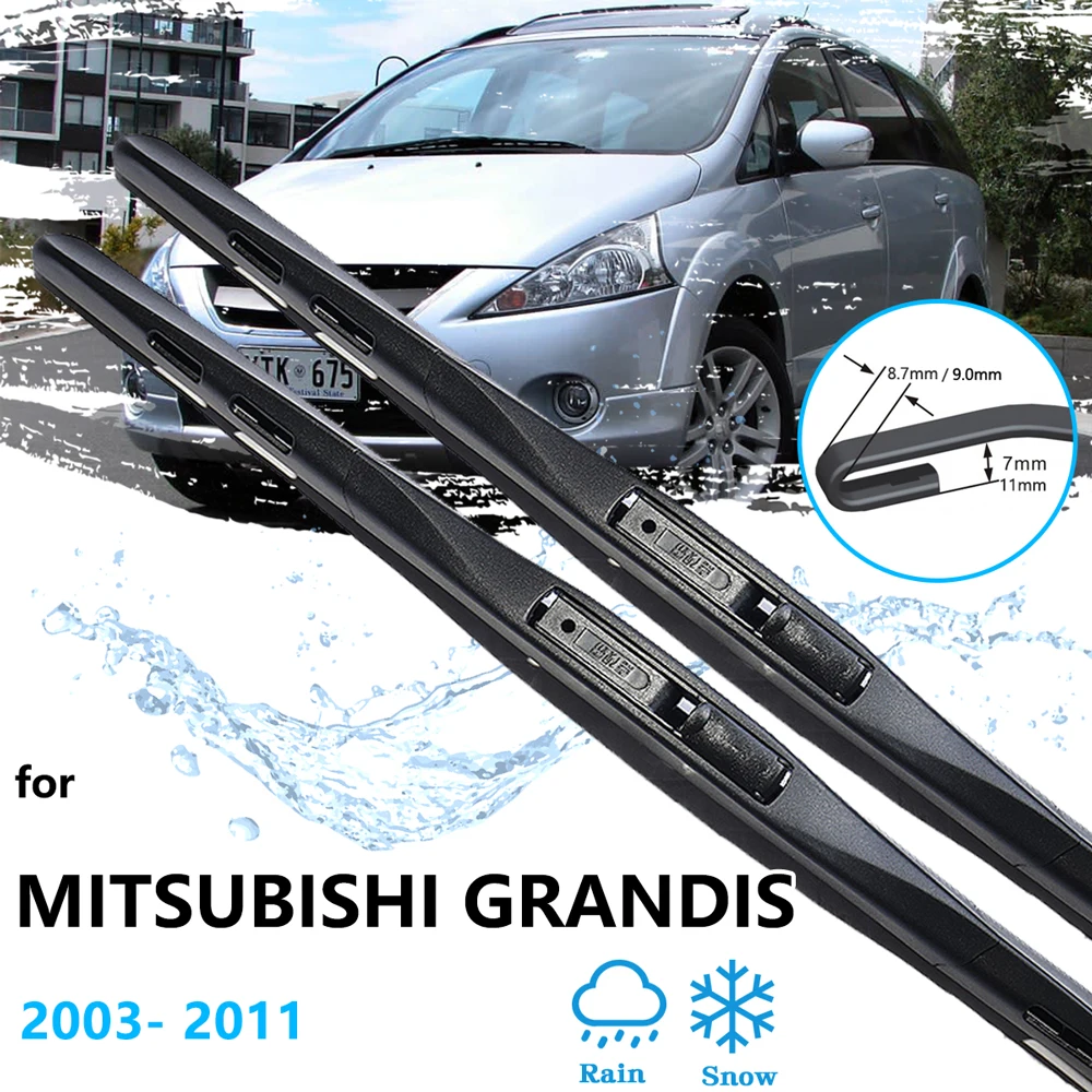 Escobillas de limpiaparabrisas delanteras y traseras para coche, brazo de ventana trasera para Mitsubishi Grandis Space Wagon 2003 ~ 2011 NA BA, gancho U J Hatchback