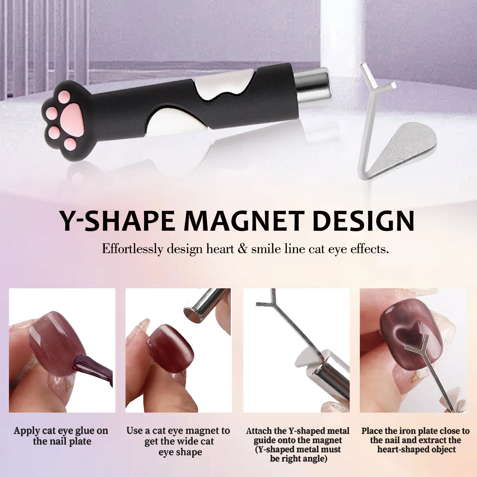 Cat Paw Strong Magnet Stick Nail Art Magnetic Rod for Cat Eye Gel Polish Manicure - Creative Pet-Themed Nail Tool