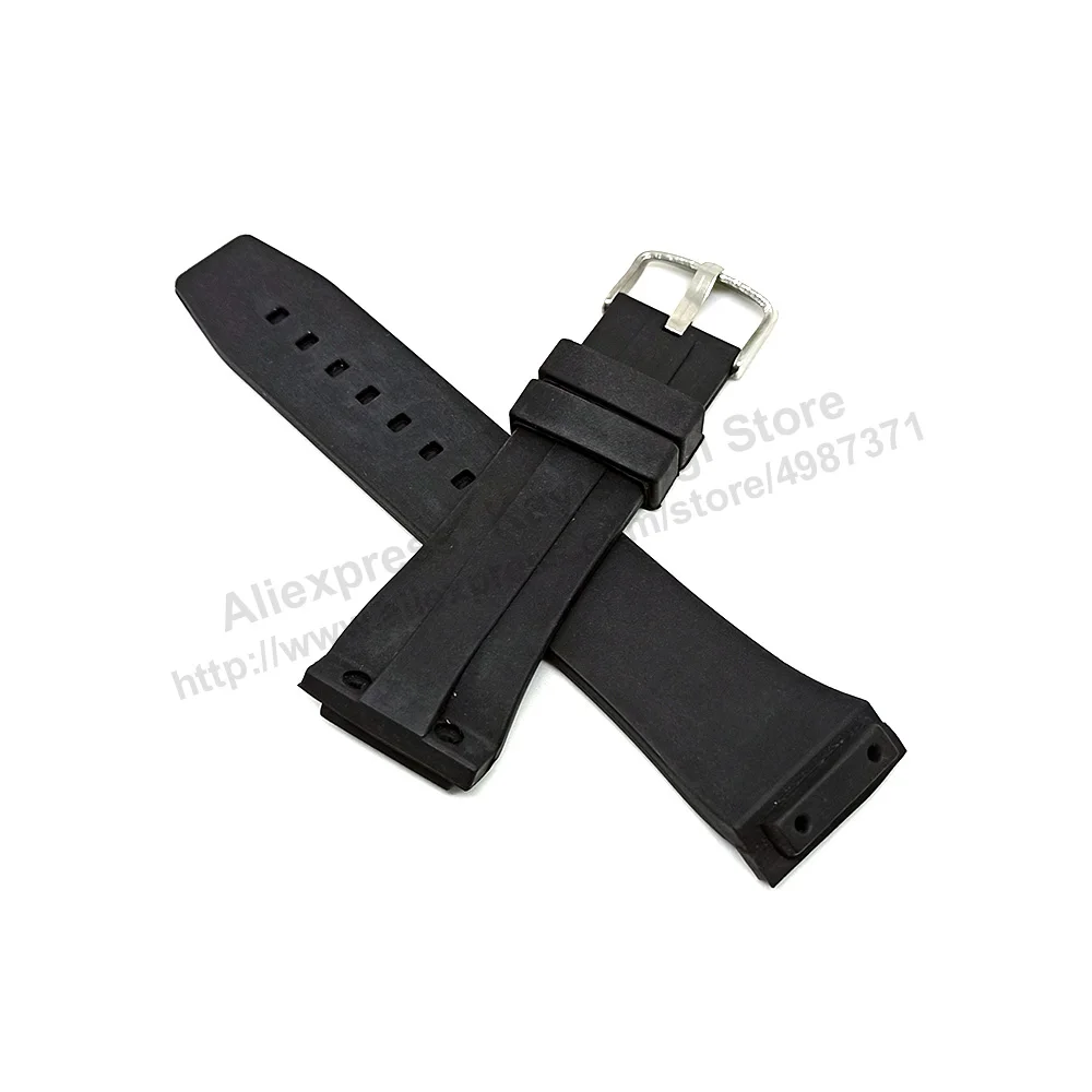 25mm Black Rubber Silicone Watch Band Strap compatible for Concord