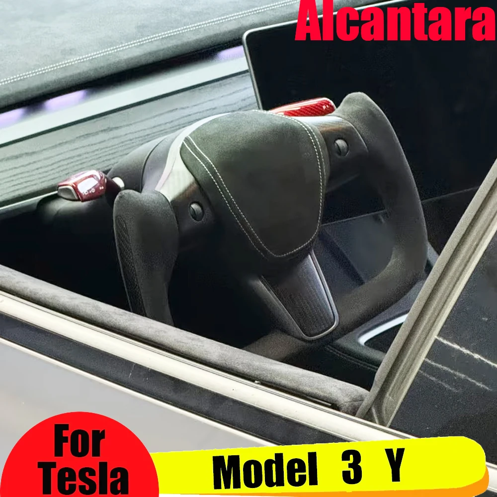 Alcantara Yoke Steering Wheel for Tesla Model 3 and Y